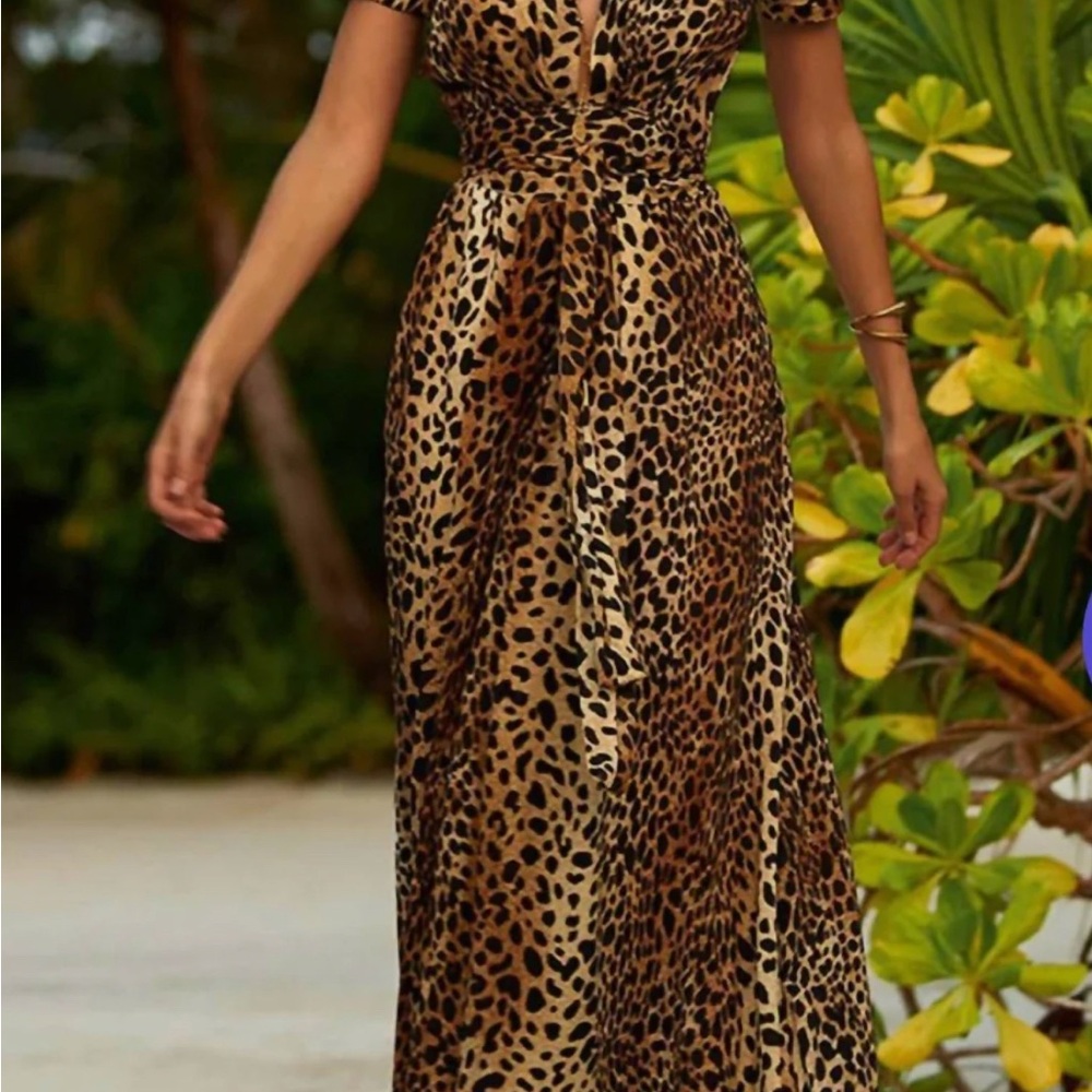 Melissa Obadash Cheetah Print Maxi Dress